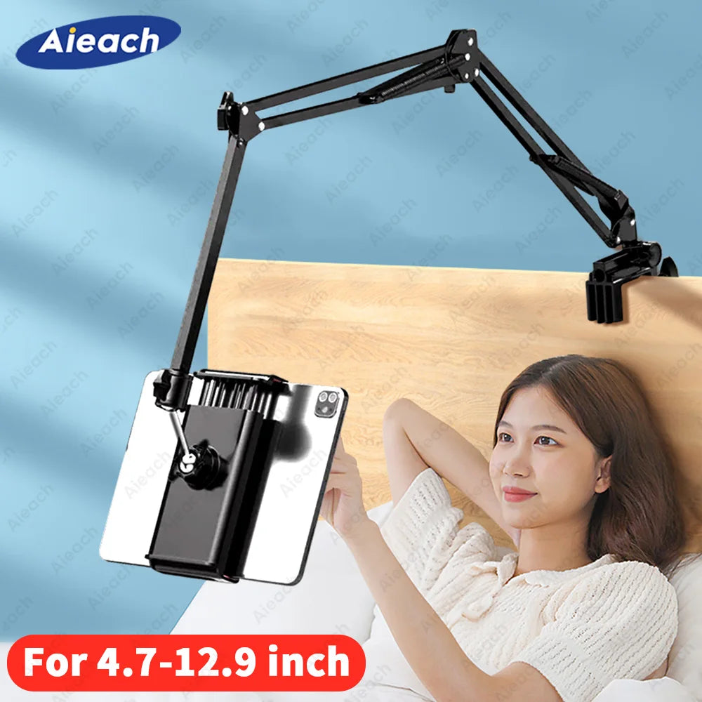 Phone and Tablet Stand for Bed iPad Stand 360° Rotating Bed Tablet Mount Stand with 90cm Metal Arm For 4.7~12.9 inch Phone Tablet Holder